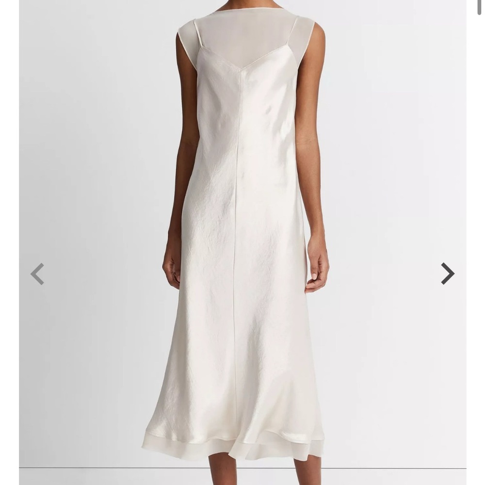 NWT Vince *Sold Out S* Chiffon-Layered Satin Slip Dress